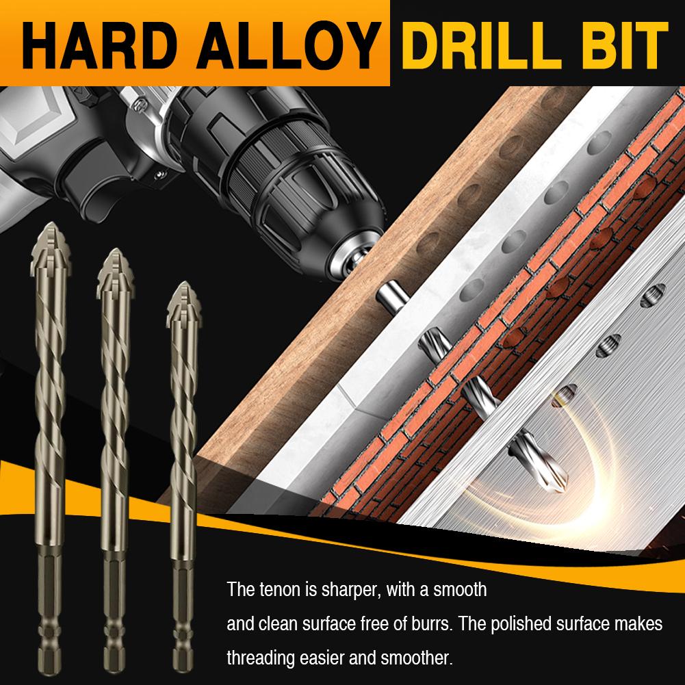 6PCS 4-Blade Saw Tooth Eccentric Drill Bit Hard Alloy Alloy Drill Bit Concrete Brick Drill Bit Set Four-Edge Serrated Drill Bits