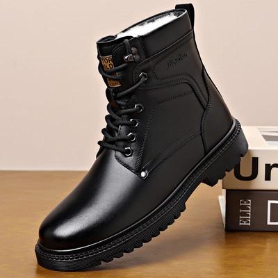 Men's Plus Size Wool-Lined Winter Martin Boots - Non-Slip and Warm.