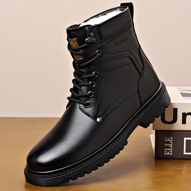 Men's Plus Size Wool-Lined Winter Martin Boots - Non-Slip and Warm.