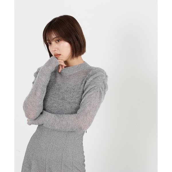 Jill by Jill Stuart Women's Mohair Con Hairy Sheer Sweater, White