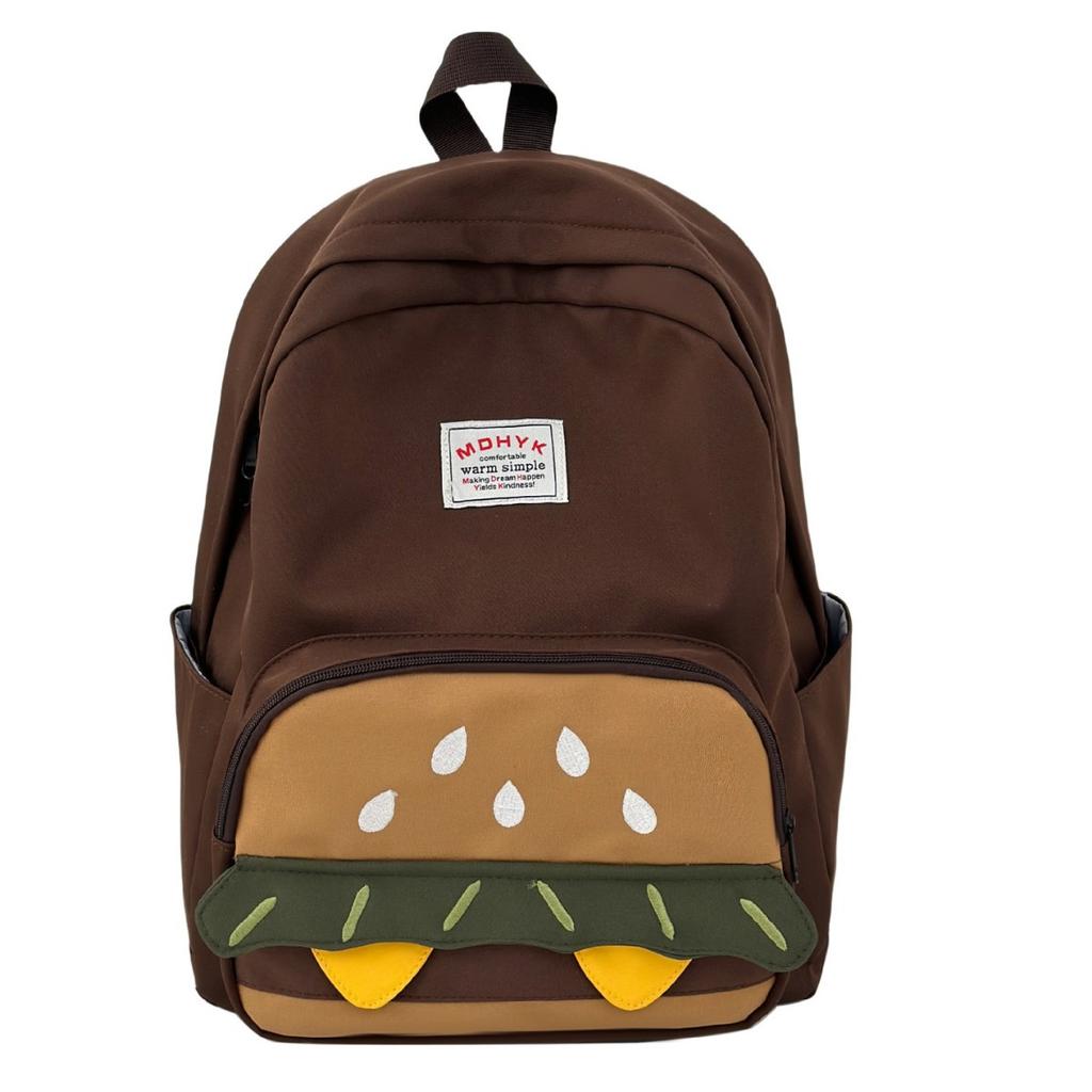Korean Version of Niche Design Sense Hamburger Cute Large Capacity Campus Casual Backpack Travel Backpack Middle School Students Book