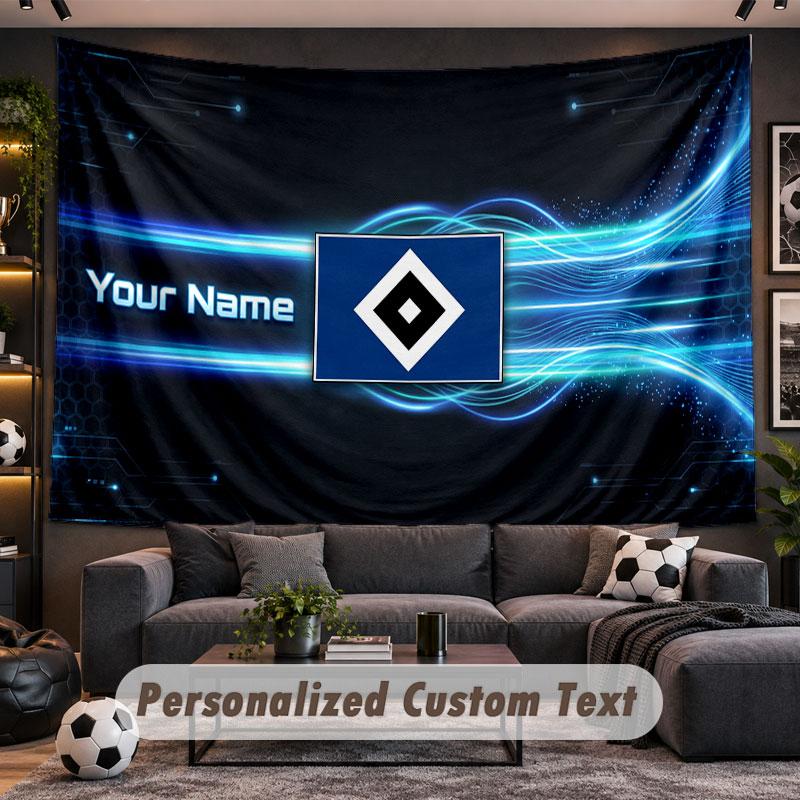 Wall Hanging Tapestry Custom NameHamburger SV Pattern Personalized Printed Fabric Wall Decor