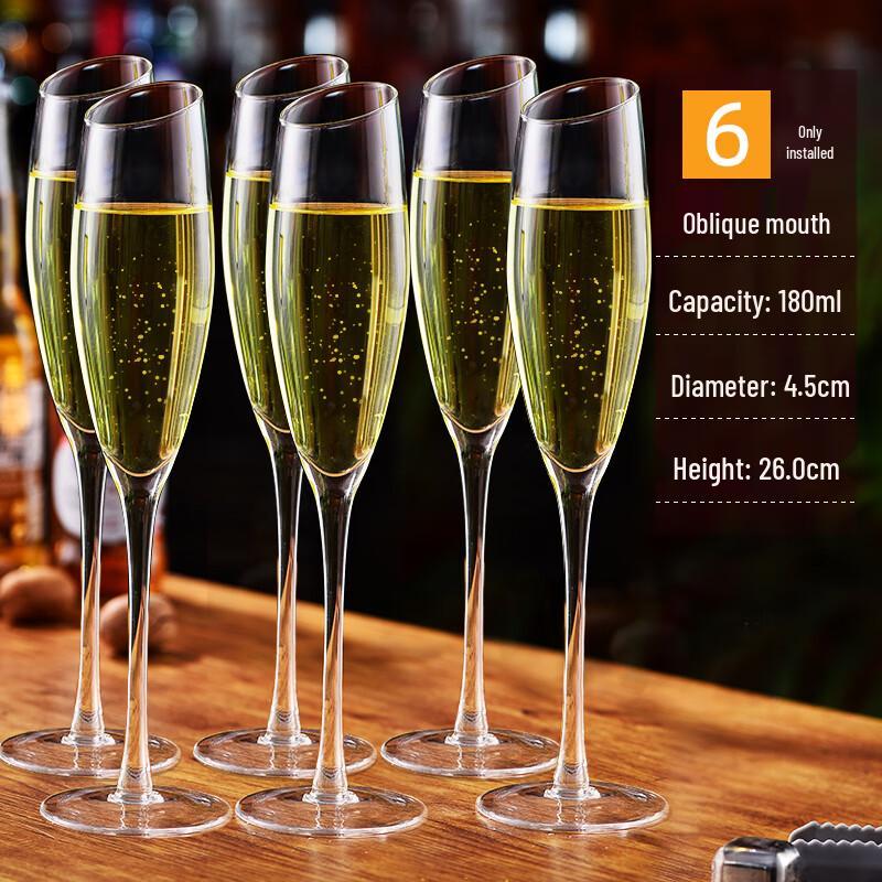 Qianxing Crystal Slanted Champagne Flutes, 180ml (Set of 6)