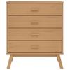 Vidaxl Olden Chest of Drawers, Brown, Solid Pine Wood