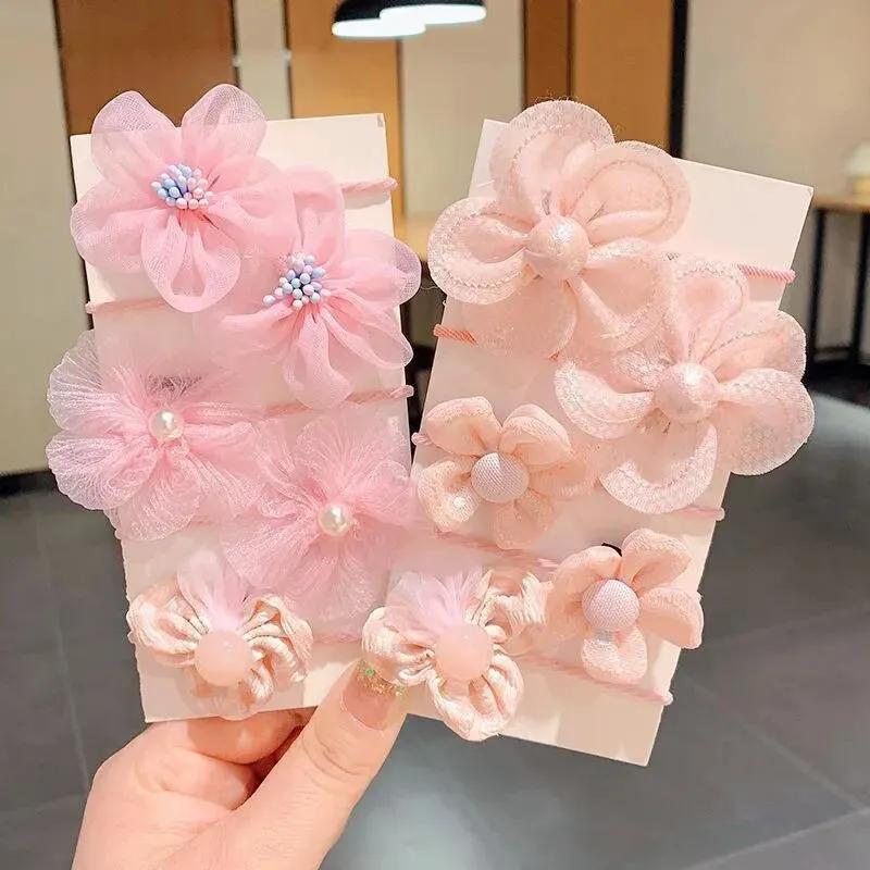 Cute Flower Baby Hair Bands Lace Elastic Girl Rubber Bands Hair Ropes Kids Hair Accessories