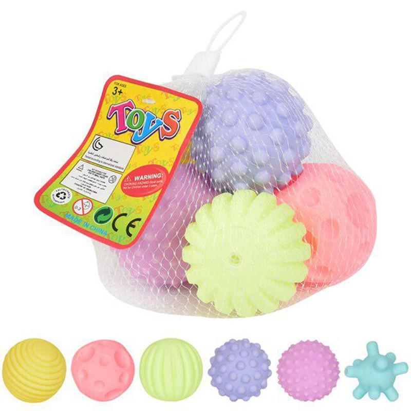 6pcs Textured Multi Ball Set Develop baby's Tactile Senses Toy Baby Touch Hand Ball Toys Baby Training Ball Massage Soft Ball