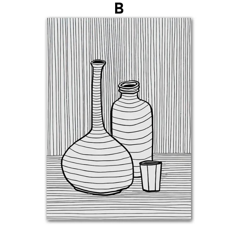 

minimalist style Abstract Geometry Leaves Line Girl Wall Art Living Room Decor Boho Poster Print Canvas Painting Bedroom Picture 21cm×30cm NoFrame