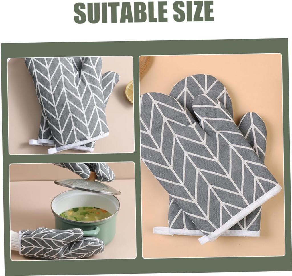 Oven Gloves for Baking Heat-insulating Gloves Non-Slip Heat Resistant Household Kitchen Gloves with Anti-Scald Microwave Gloves