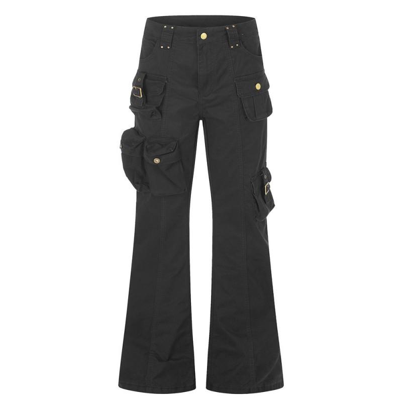 Mens Casual Pants Street Style Solid Color Cargo Trousers With Pocket Detail