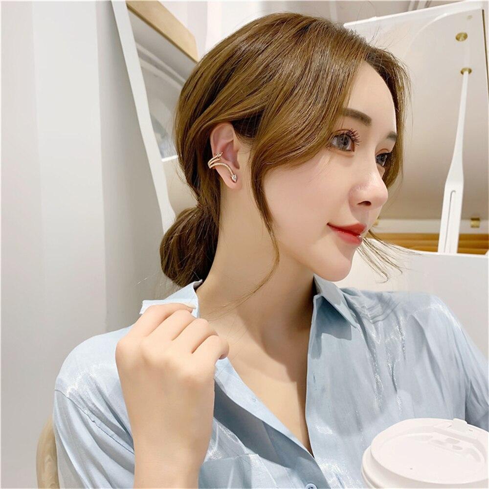 New Women Ear Studs Snake Shape Earring 925 Silver Luxury Micro-inlaid Zircon A Pair Piercing Hoops Earrings Jewelry Gift