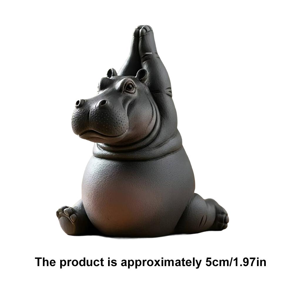 Creative Hippo Yoga Figurine Home Decoration Cute Animal Yoga Ornament Resin Hippo Figurine Desktop Decoration Funny Gift