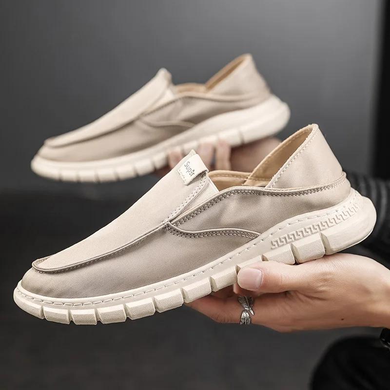 Men's CasualShoes 2024New Fashion Outdoor Walking Flats Comfortable Slip On Loafers Lightweight Sneakers Solid Color Board Shoe