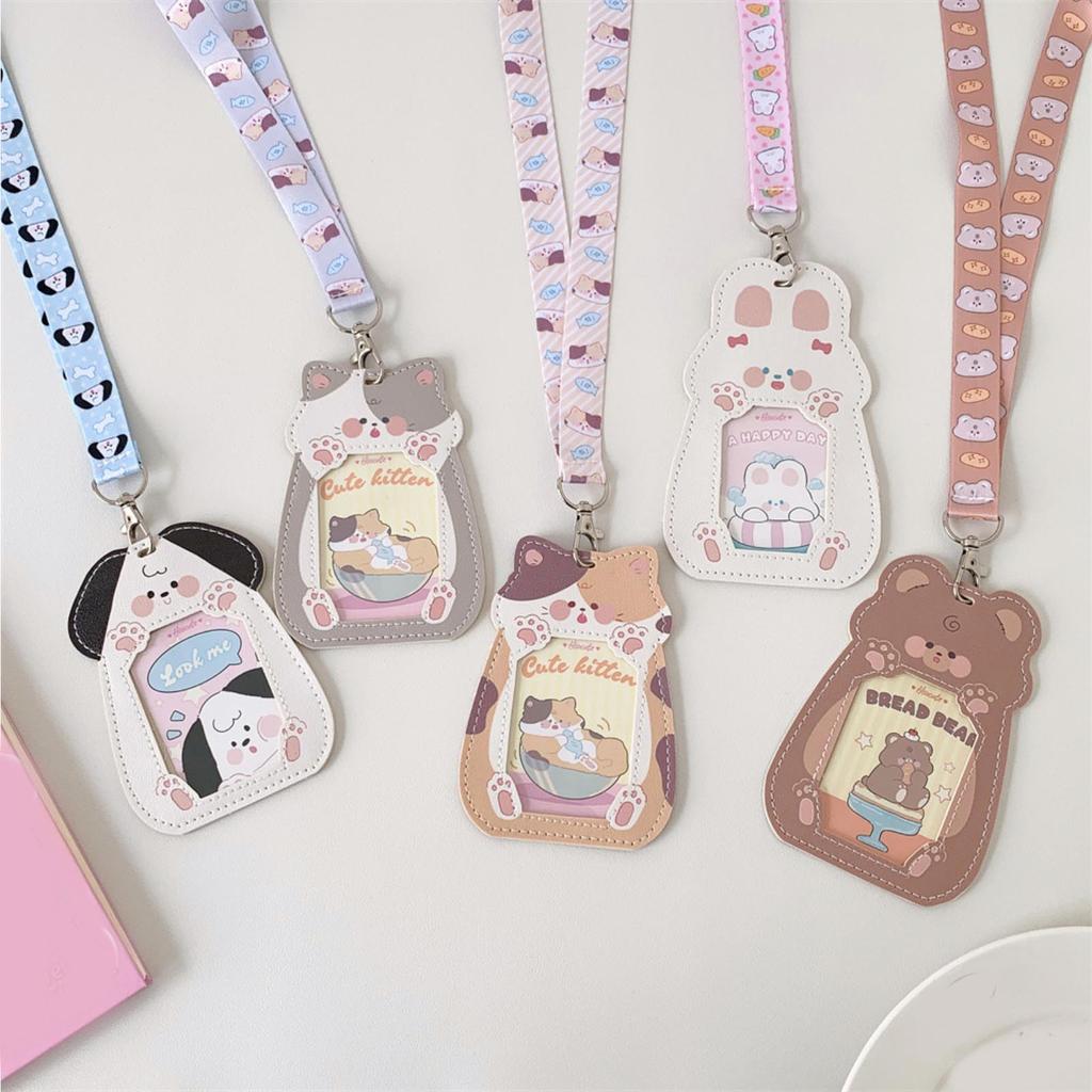 Shape Hollow Transparent Card Holder Girl's Neck Hanging Bus Card ID Card Holder Student Campus Card Holder
