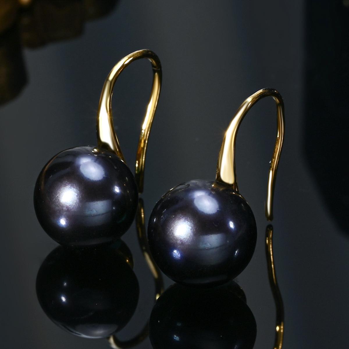 White 8-9mm Cultured Freshwater Pearl Earrings For Women 925 Sterling Silver Freshwater Cultured Pearl Drop Dangle Hook Earring Gold-color