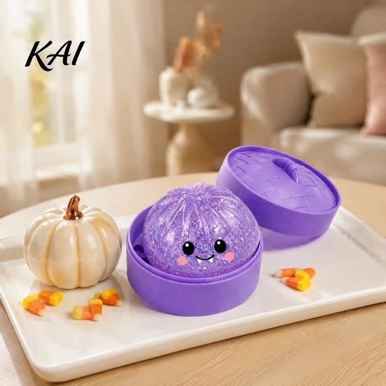 Stress Relief Gadget 1/4/5Pcs Halloween Dumpling Squeeze Toy with Steamer Box, Cartoon Glitter Steamed Bun Box Toy, Ball Fidget for Home Office Party