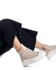 Refresh ankle boots adjustable laces side zipper Beige