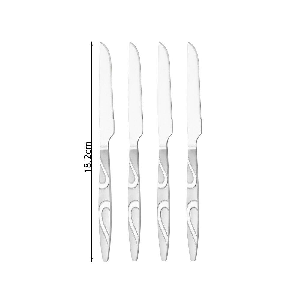 4PCS Western Vintage Silver Dinnerware Accessorie 18/10 Stainless Steel Set Repeatable Metal Spoons Fork Tableware for Kitchen Set