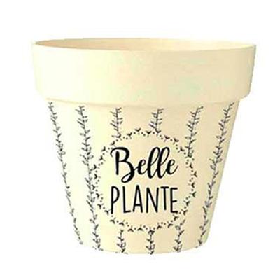 [Q6408] - 'Messages' Bamboo Planter Beige Black (Belle Epoque) -  10. 5x9. 5 Cm