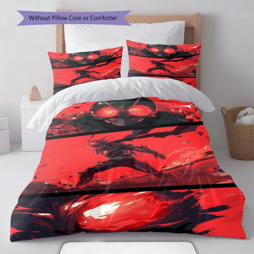 Kamen Rider Bedding Set Anime Duvet Cover Polyester Soft Comforter Twin Full Queen King -QJY