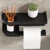 1pc Drill-Free Toilet Paper Holder Wall-Mounted Tissue Rack & Roll Paper Bar Storage Shelf Kitchen Bathroom Storage Rack