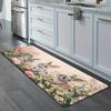 1Pcs Anti Fatigue Kitchen Rugs, Rabbits Flowers Print Waterproof Non-Slip Thick Cushioned Kitchen Mat Heavy Duty Comfort Standing Mat for Kitchen