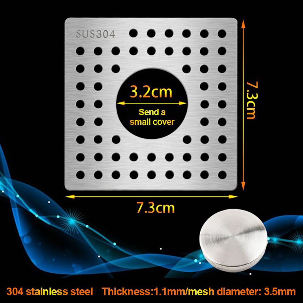Stainless Steel Floor Drains Cover Dense Holes Anti-blocking Shower Hair Catcher Round Square Drain Hair Filter Shower Drain