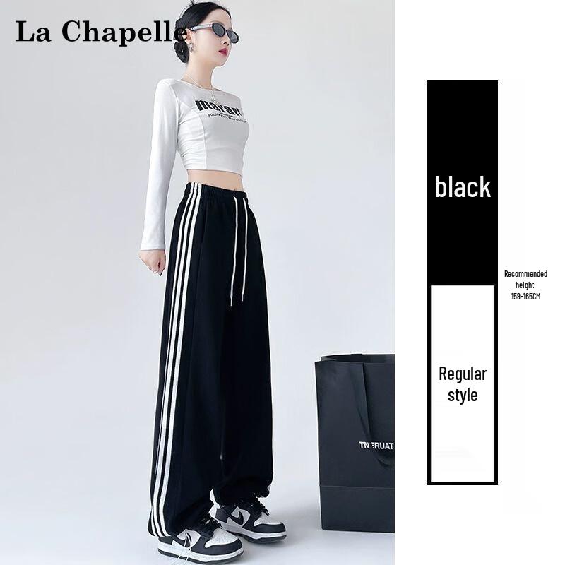 La Chapelle Women's Relaxed Fit 3-Stripe Wide-Leg Sweatpants
