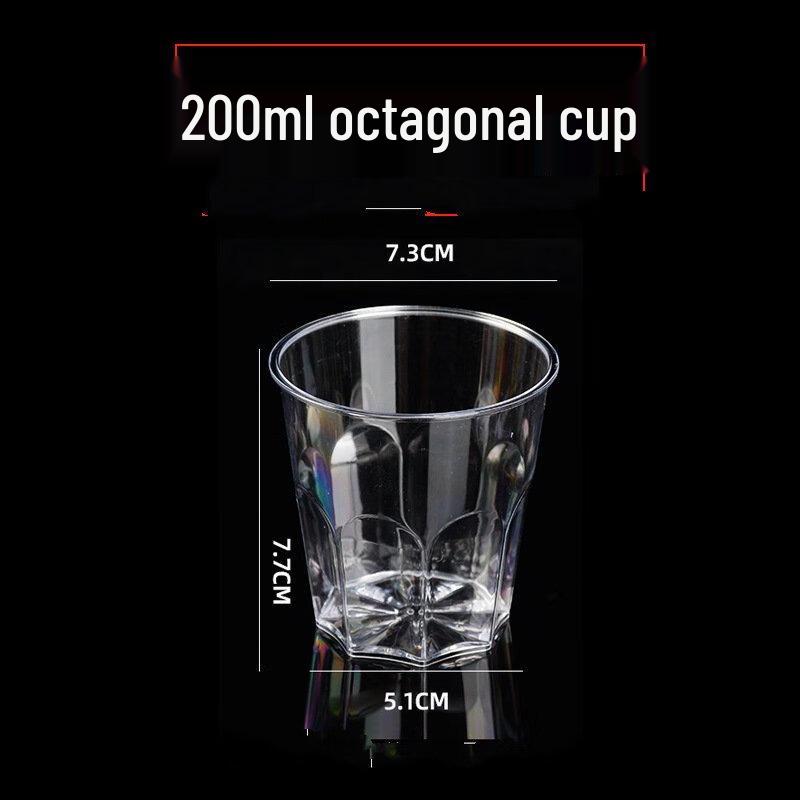 ZISIZ Transparent Octagonal Disposable Plastic Cups