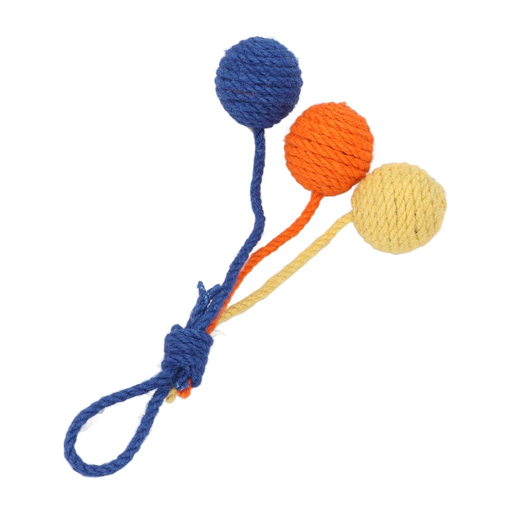 Hanging Cat Sisal Ball Chewable Colorful Interactive Cat Sisal Rope Ball Toy for Pet Indoor Red