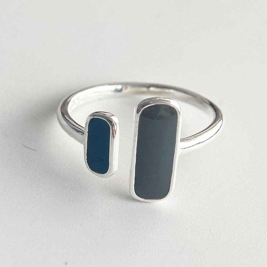 925 Silver Rings for Women Couple Minimalist Handmade Blue Pink Stone Shinning Ring Fine Jewelry Gift Prevent Allergy
