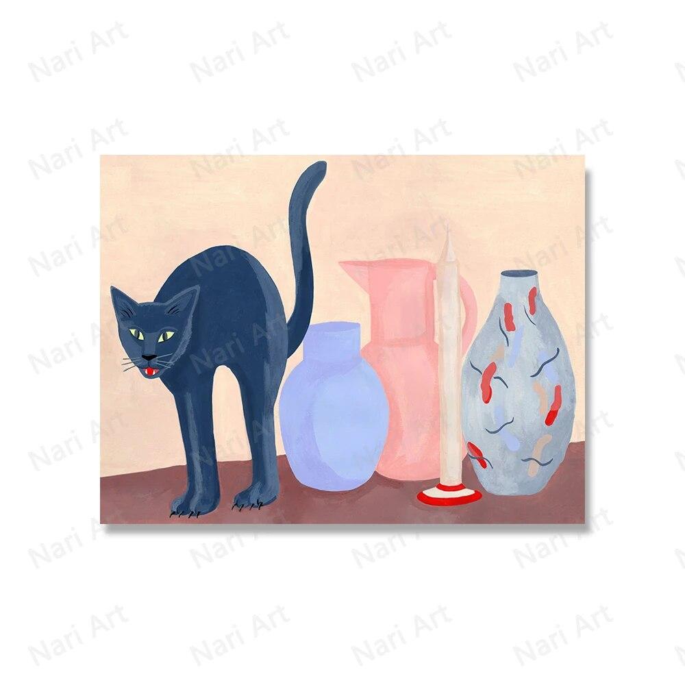 Funny Cats Posters Don't Wake French Cat Canvas Painting Cartoon Animals Wall Art Print Pictures for Living Room Home Decoration No Frame