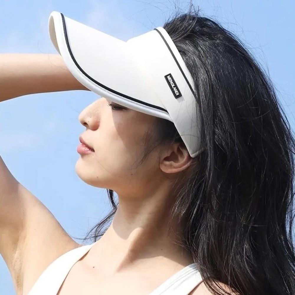 Fashionable UV Protection Women Sun Hat Elastic Adjustable Wide Brim Sports Visor Breathable Tennis Hat Summer Outdoor