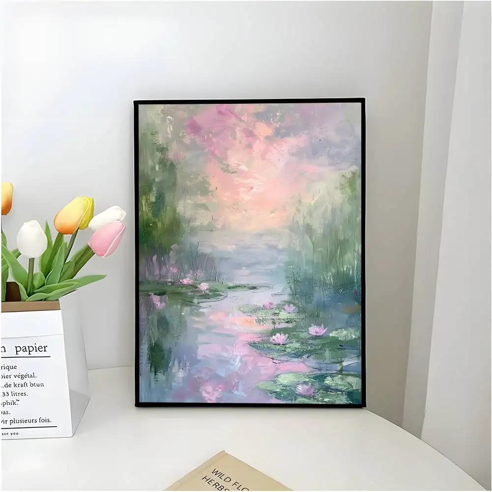 C-Claude Monet Poster Self-adhesive Art Waterproof Paper Sticker Coffee House Bar Room Wall Decor