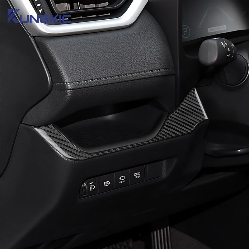 LHD RHD Car Dashboard Decor Strip Trim Real Soft Carbon Fiber Sticker For Toyota RAV4 XA50 2024 2025