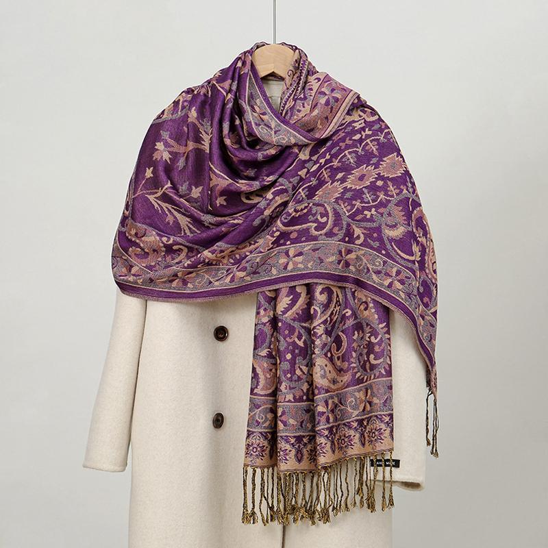 Scialle Pashmina di Lusso Invernale in Cashmere Avvolgente da Donna Sciarpe Calde Autunnali Design Stampa Foulard Femminile Stole Sciarpa di Cotone