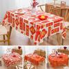 1 pièce 2025 Nouvelle Année Nappe Imperméable Anti-graisse Housse de Table Tissu Rouge Festif Fête du Printemps Décoration de Maison