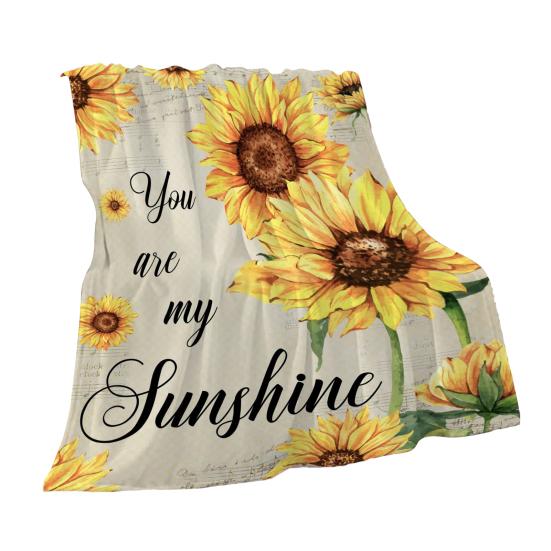 Spring Summer Flowers Blanket Soft Cozy Flannel Floral Nap Blanket Washable Daisy Sunflower Throw Blanket for Bed Couch Sofa Farmhouse Decor
