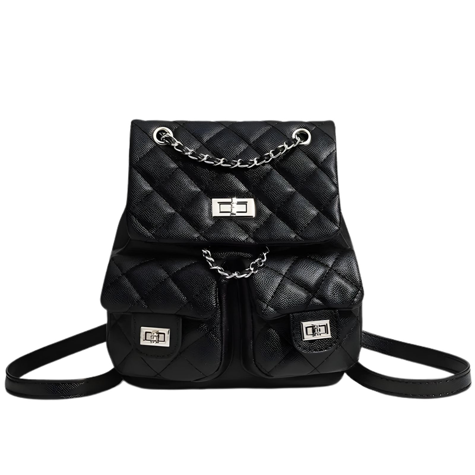 Harujio Y2K Mini Backpack, Women s, Small, Quilted, Stylish, Cute, Korean-Style Bag, Black and White, Women s Backpack, Day Bag, Stylish, Cute,