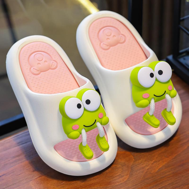 

New cartoon cute children s slippers for boys, summer indoor non-slip baby sandals for girls in the bathroom 34-35Code（Inner Length2 білий