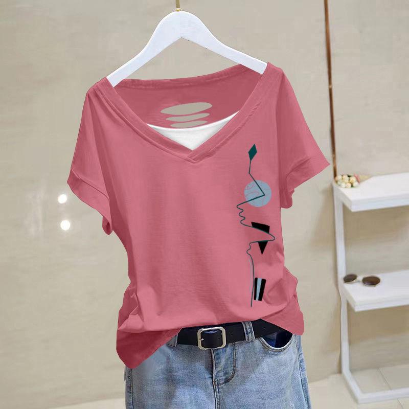 Women's 2024 Summer Pure Cotton Loose-Fit Short-Sleeve Korean T-Shirt