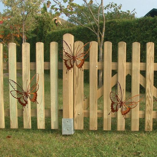Sommerfugl Veggdekorasjon Jern Rustfarget 3D Sommerfugl Utendørs Hul Dobbeltlags Sommerfugldekorasjon for Gjerde Dør Trestamme