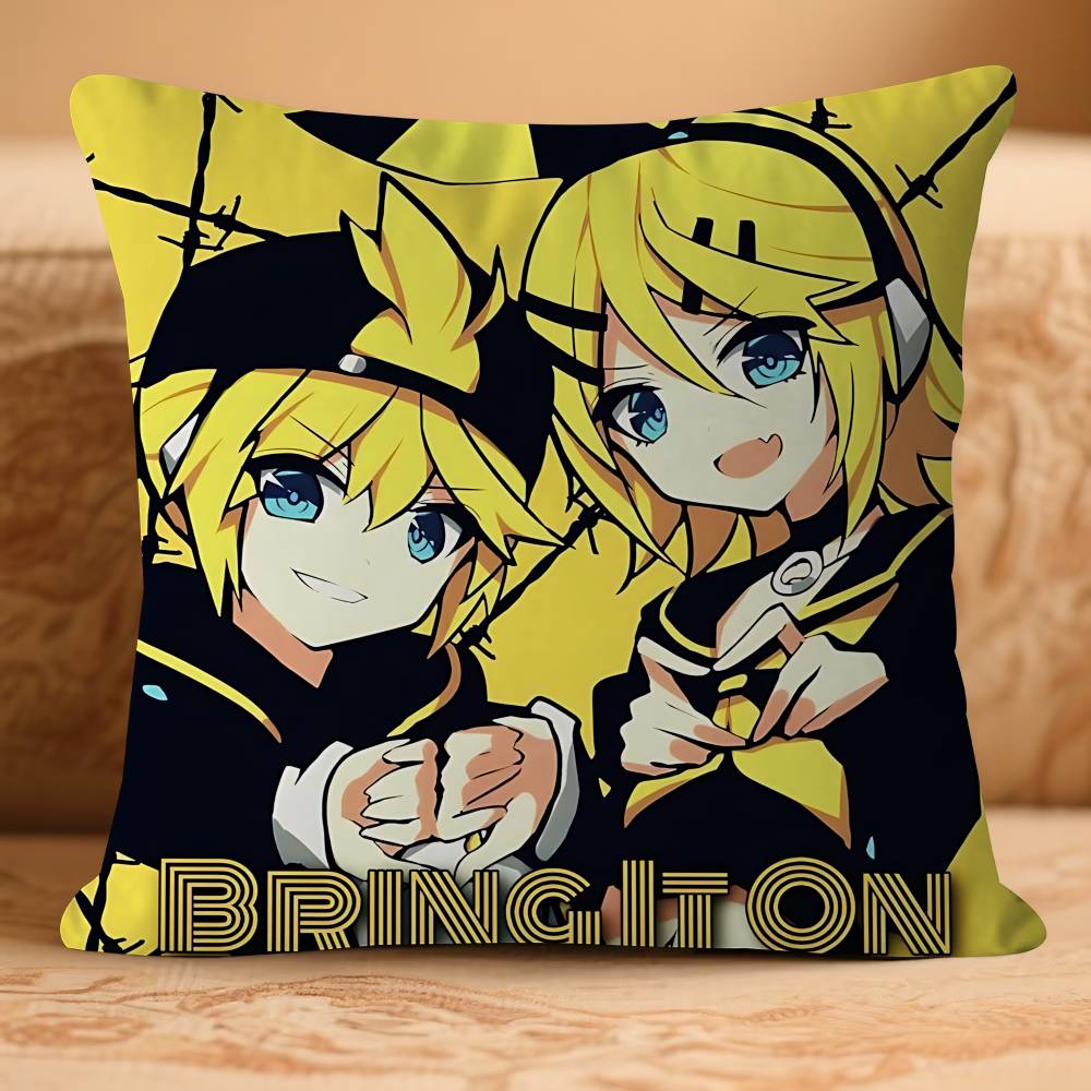KagamineS Anime Rin LenS Cushion Cover Inches Farmhouse Decor Home Throw Pillow Covers For Couch Decorations