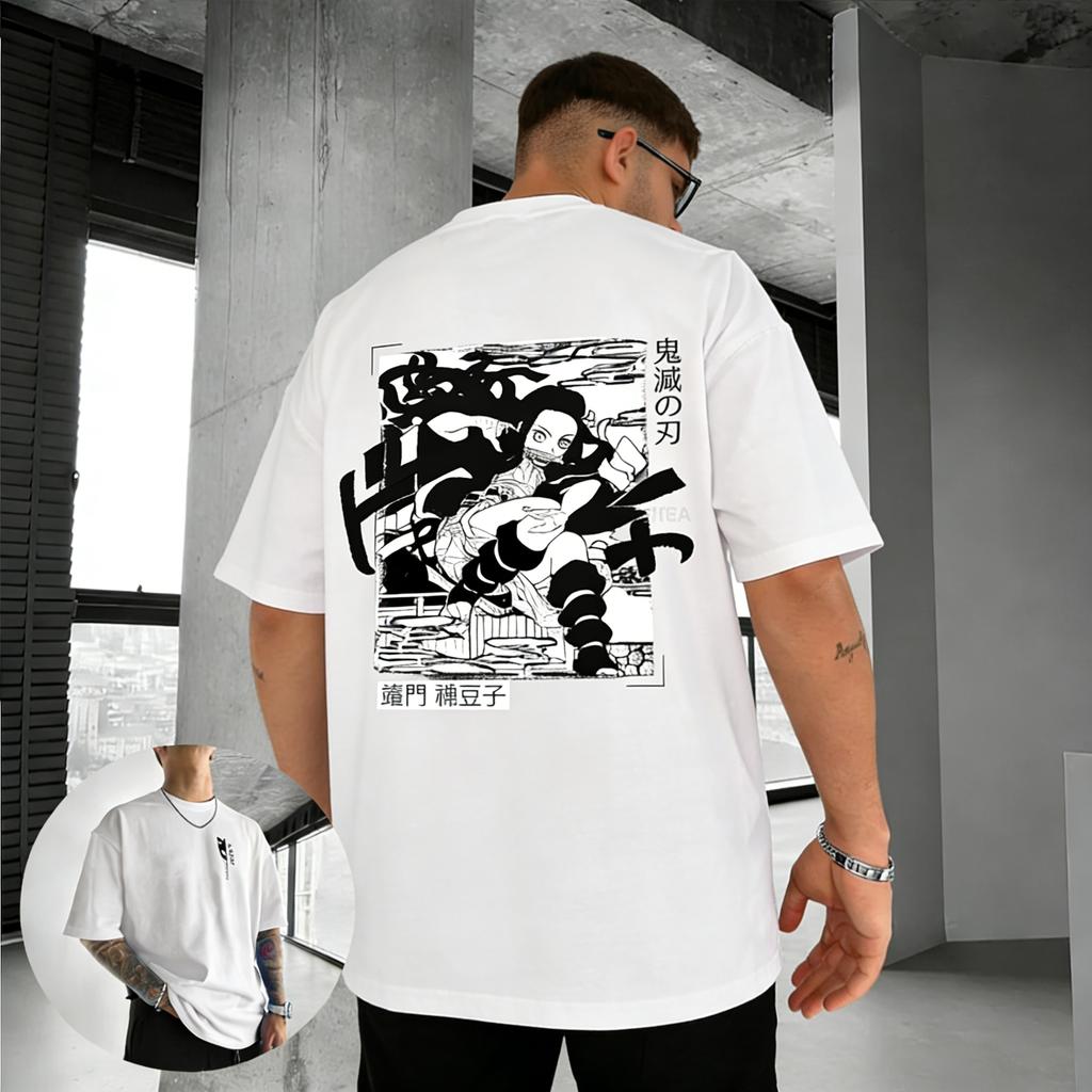 Plus Size Demon Slayer Summer Anime Printed Men and Women Tshirt Casual Parent Child Top Fashion Street Cotton Harajuku Y2K