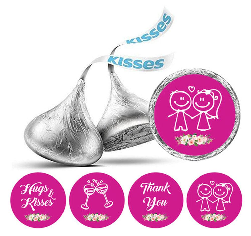 Darling Souvenir Floral Wedding Theme Stickers  Kisses Labels 190 Pcs Party Favor-Dark
