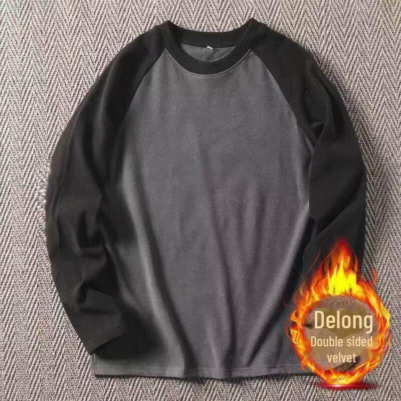 

2024 Молодежный немецкий бархатный реглан с длинным рукавом мужской повседневный теплый топ 2XL темно-серого
