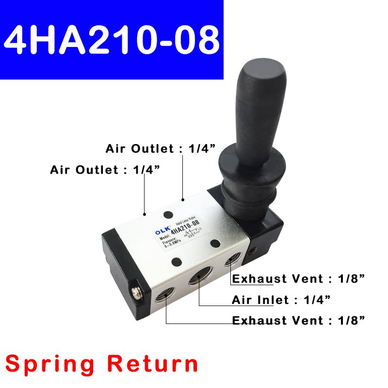4HA210-08 1/4" 2 Position 5 Port Five Way Pneumatic Air Valve Hand Lever Operated Control Valve Ventilation Valves 4