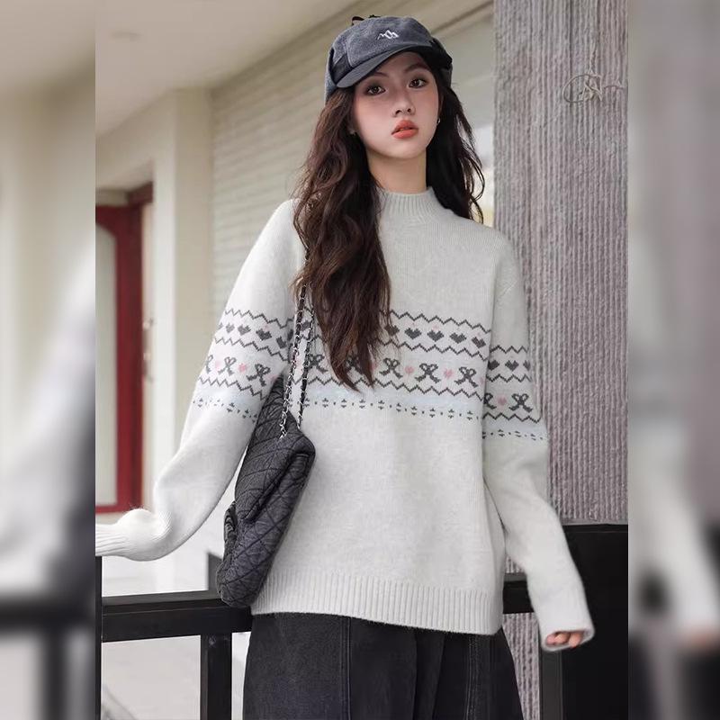 Girls' Autumn Winter Thick Warm Stylish Sweater - Trendy Knitwear, Versatile New Year Outfit for Medium & Large Children, Loose & Slimming Fit