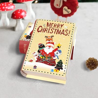 5 Stück Frohe Weihnachten Süßigkeitenboxen Kreative Buchform Weihnachtsgeschenk Verpackungsbox Beutel Party Keksdose Navidad Neujahrsgeschenk für Kinder