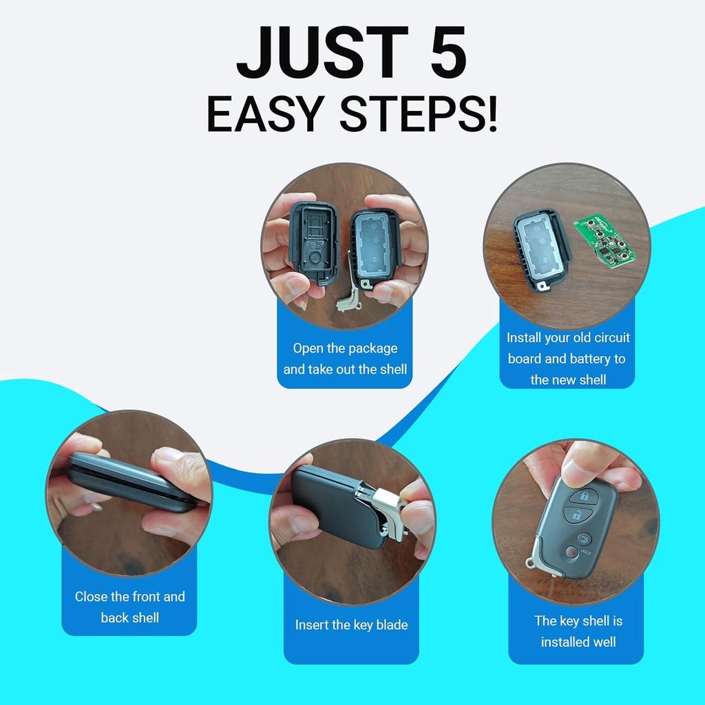 Replacement Key Fob Shell Fit for Lexus ES GS is LS LX ES350 GS300 GS350 GS430 GS450h ISC IS250 IS350 LS460 LS600h Key Fob Cover Case