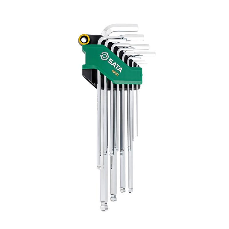 SATA 12-Piece Imperial Extra Long Ball End Hex Key Set 10 inch